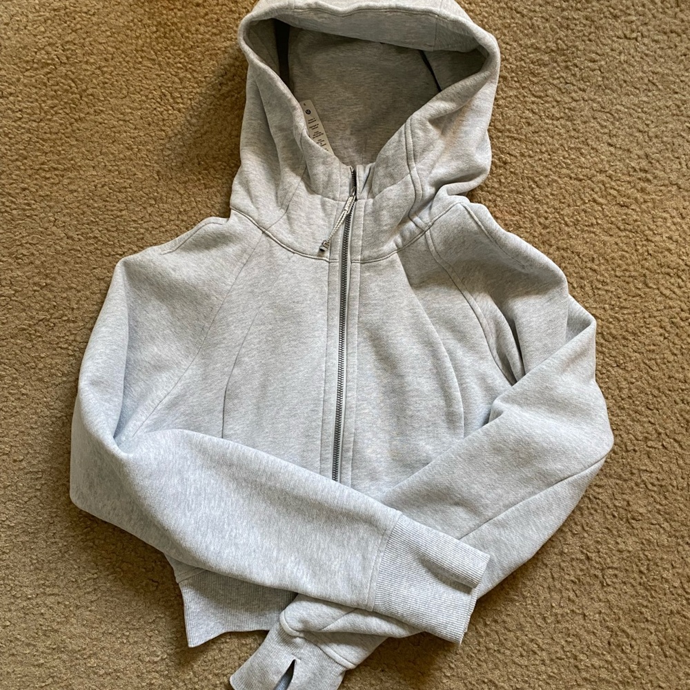 Lululemon Athletica Light Gray Cropped Zip-Up Hoodie